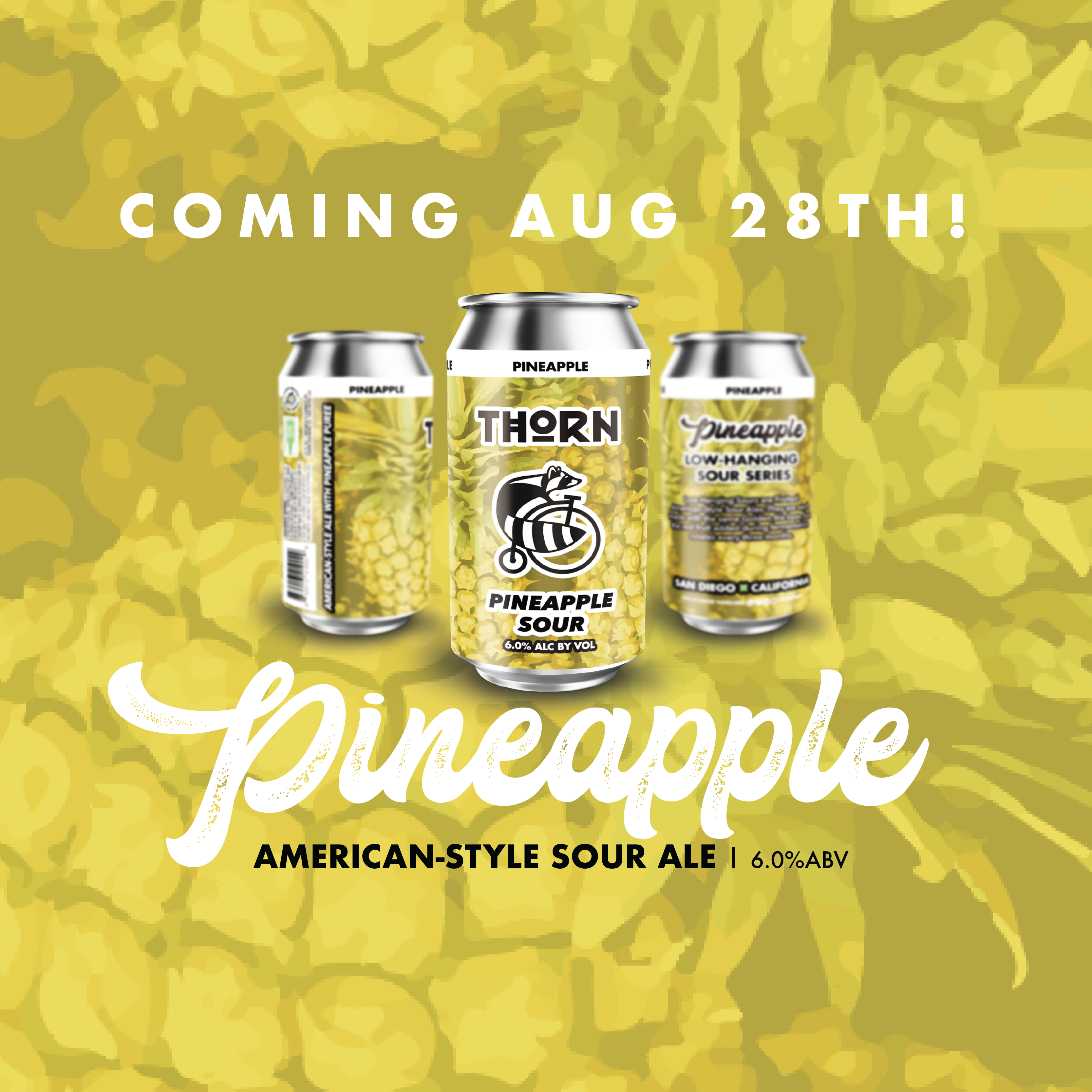 three cans of pineapple sour beer