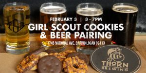 Thorn Brewing co Girl Scout cookies pairing in Barrio Logan CA