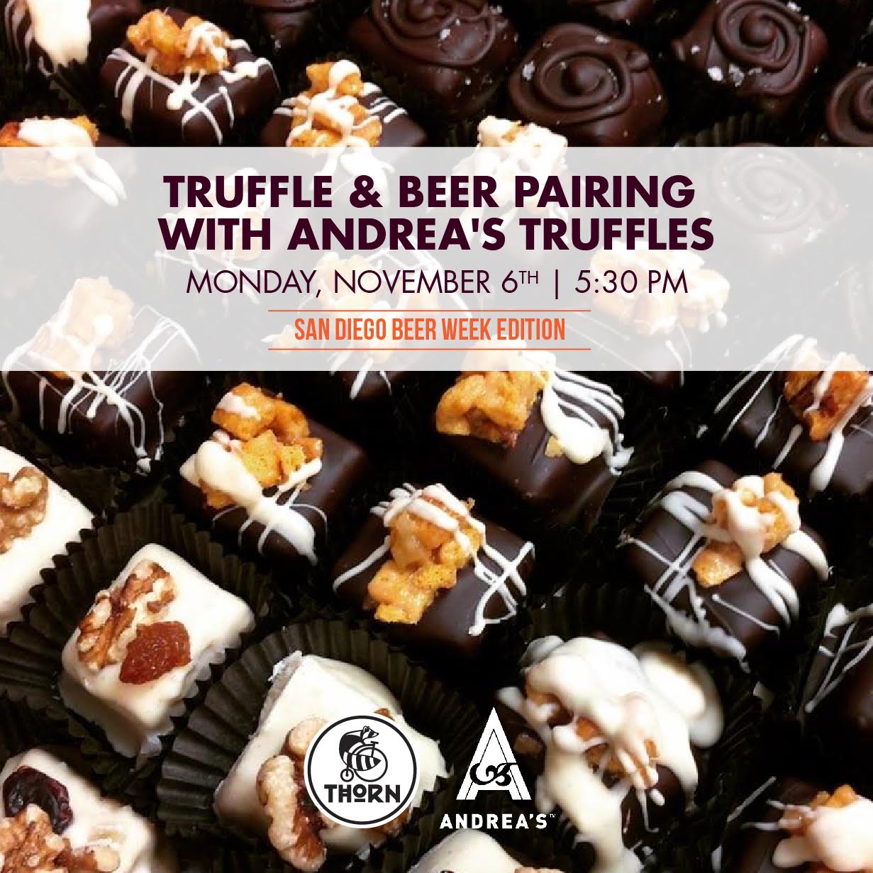Andrea's Truffles & Beer Pairing at Thorn St Brewing in North Park SD for San Diego Beer Week